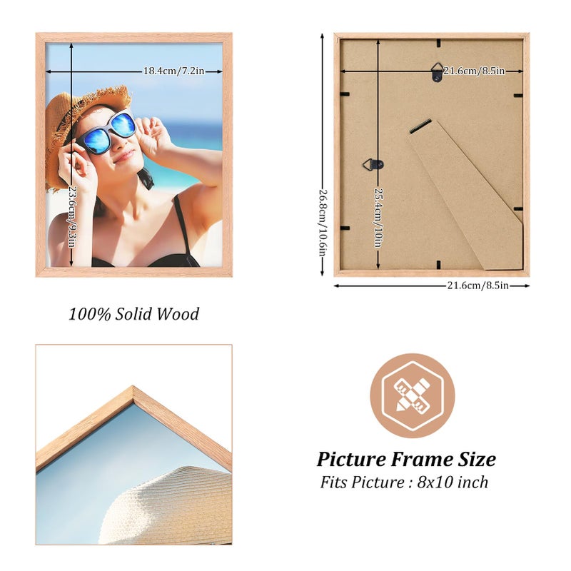 ATOBART 8x10 OAK Solid Wood Picture Frames Set of 6  Natural Wood Color Photo Frames with High Definition Real Glass for Wall Mounting or Tabletop in Living Room  Bedroom  Gallery - Image 2